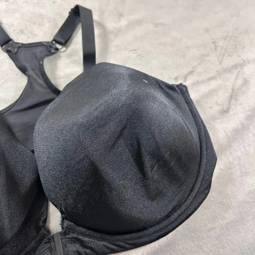 Breezies Black Underwire lightly lined racer back bra size 42DD